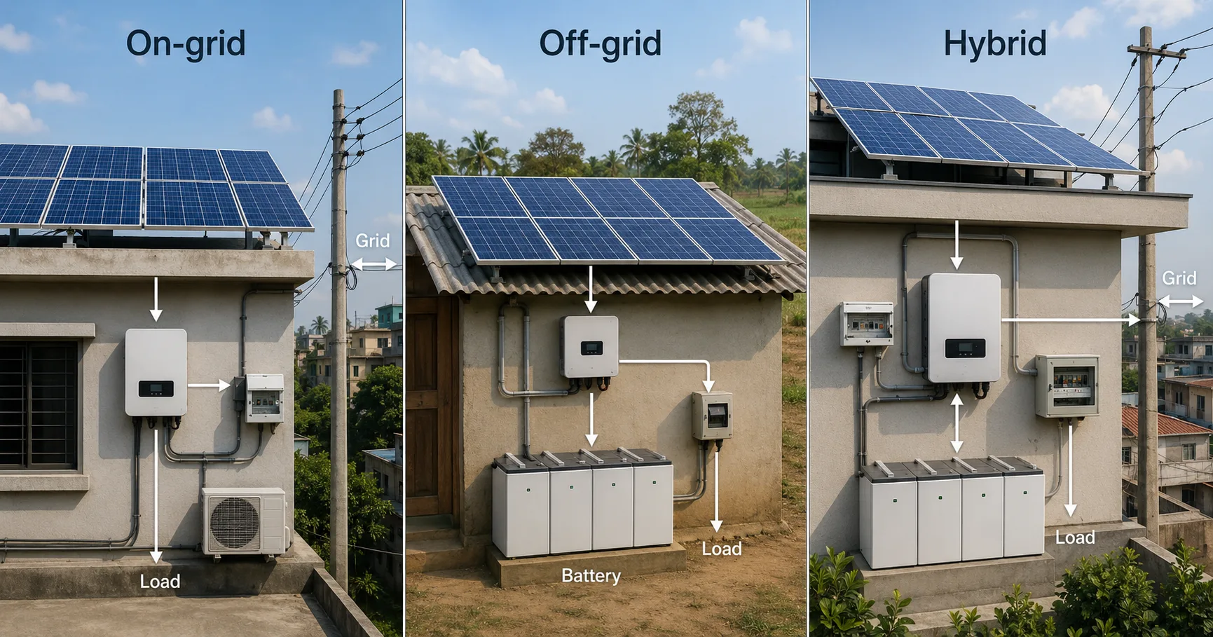 On-grid, Off-grid ও Hybrid Solar System: পার্থক্য ও সঠিক নির্বাচন